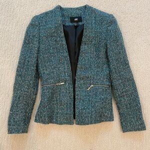 H&M Women's Teal Tweed Blazer